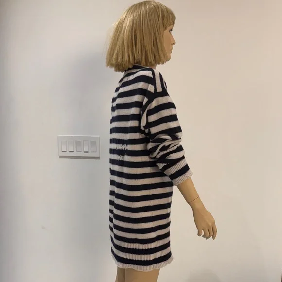 Dior Striped Sweater Dress - blue & white sz 4 50% wool and 50% cashmere - Picture 5 of 9